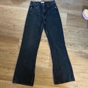 Zara split hem black denim jean